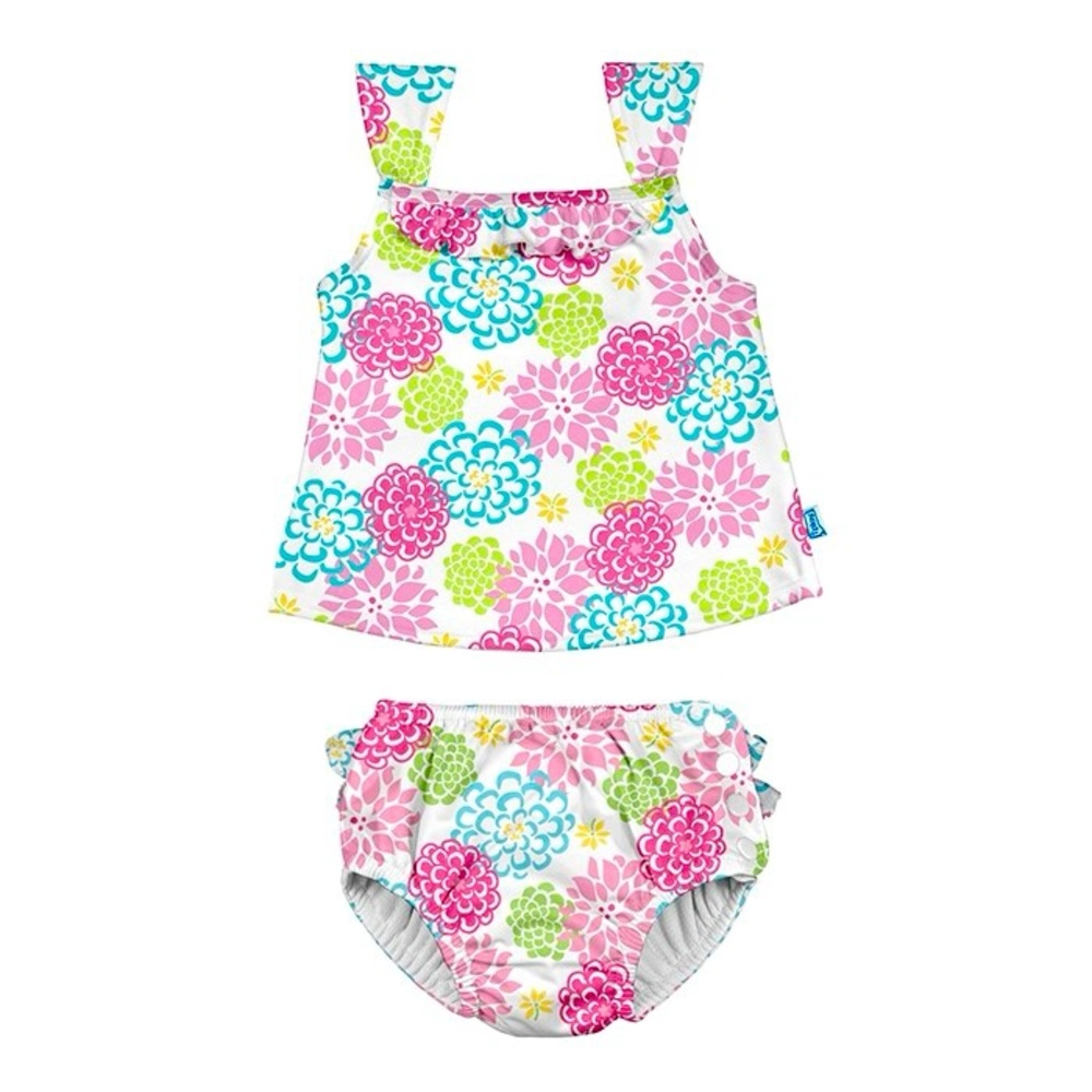 iPlay White Zinnia 2-Piece Tankini Set with Snap Swim Diaper- 6 Months NWT